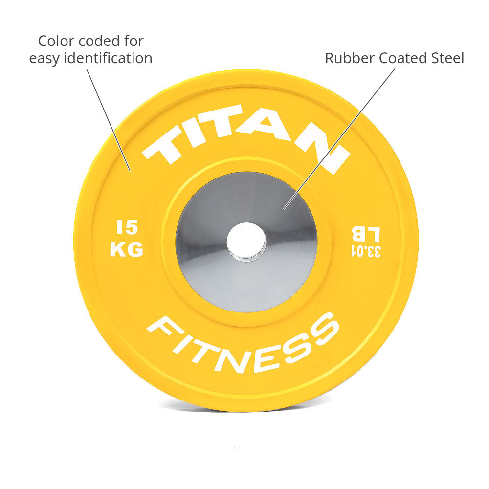 15 KG Single Elite Color Olympic Bumper Plate Titan Fitness