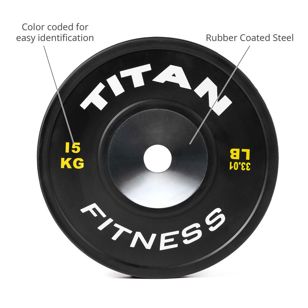 Titan Fitness Titan Elite Olympic Bumper Plates Black 15 kg Single