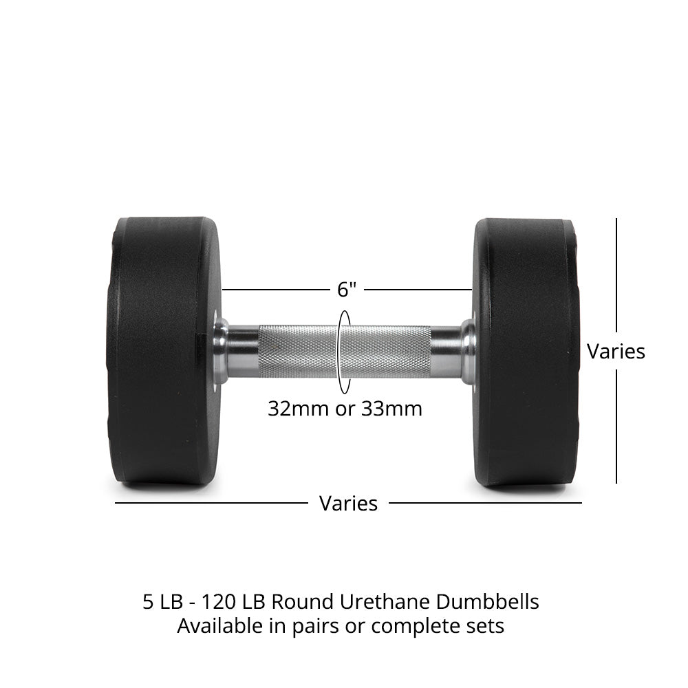 5 LB - 120 LB Round Urethane Dumbbells - view 8