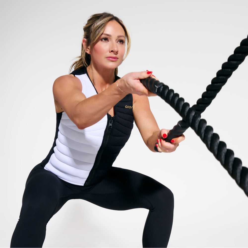 Aion Women's Workout Vest | Black/White Split - view 5