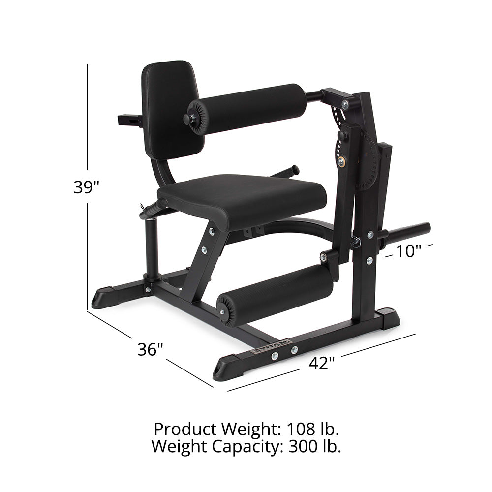 Titan plate-loaded leg extension and leg curl machine, weight and dimensions